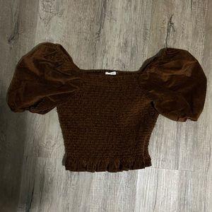 American Eagle Velvet Puff Sleeve Top